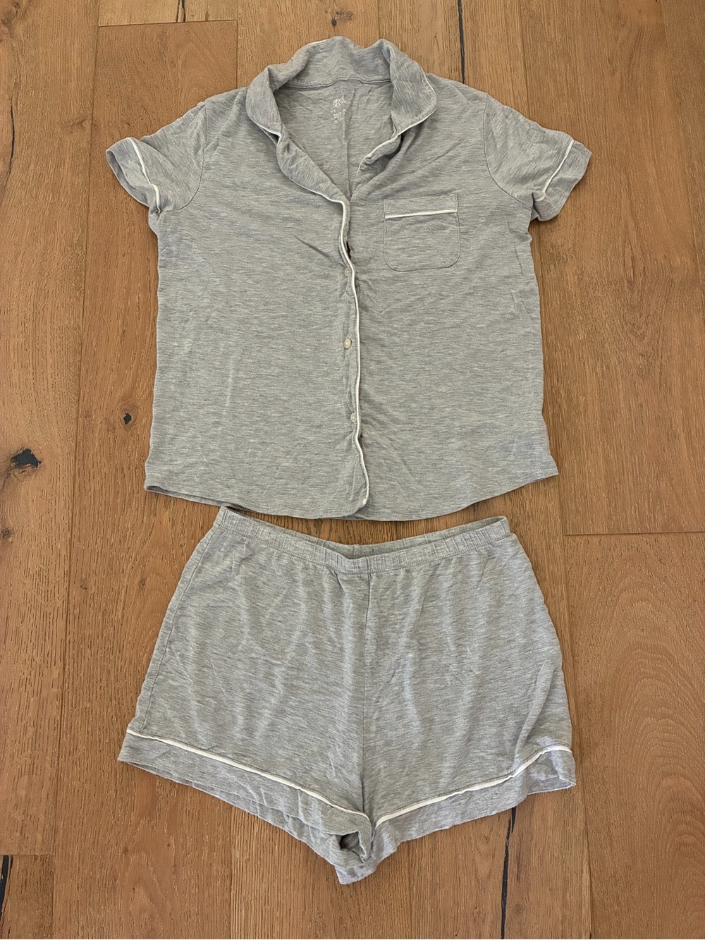 stars above Heather Gray Short Sleeve Button Pajama Set